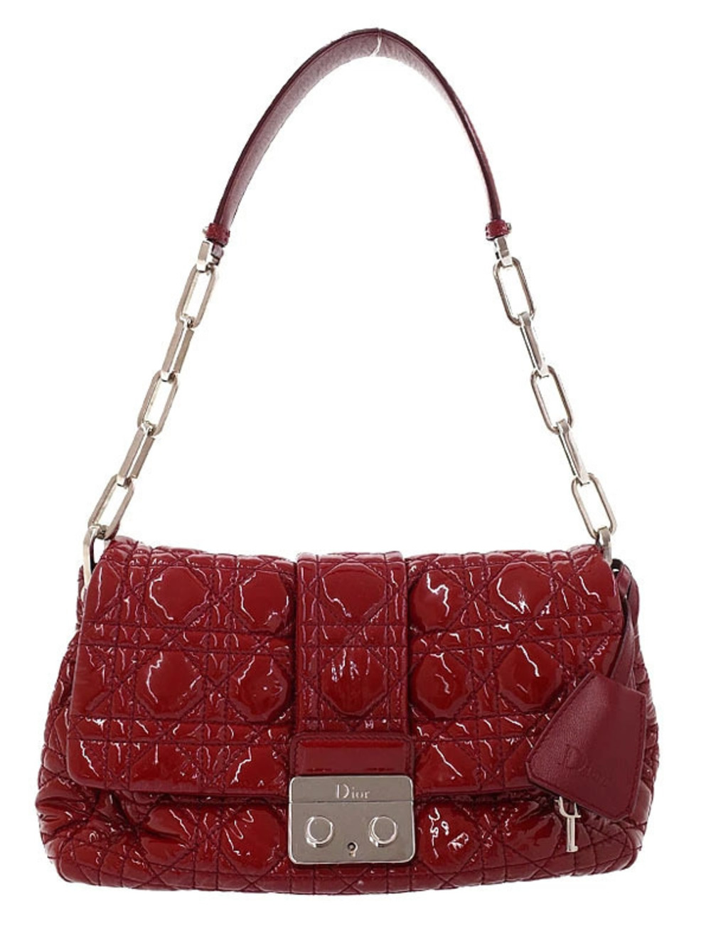 Christian Dior Patent Cannage Miss Dior Flap Bag striking red